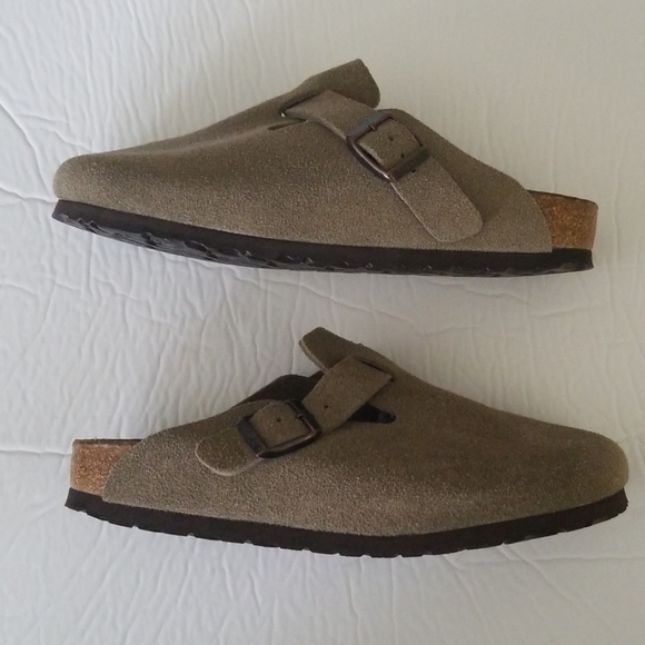 Birkenstock Shoes | Birkenstock Boston Clog Taupe Suede Sz 7 Euro 38 | Poshmark